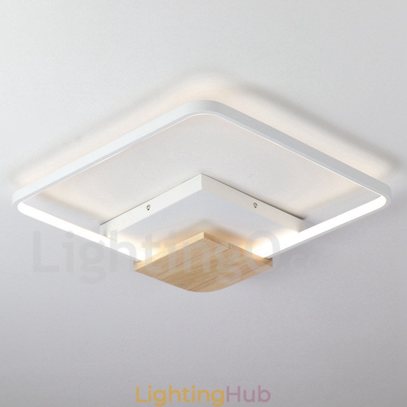 Dimmable White Square Wood Ceiling Light Ultrathin Ceiling Lamp Also Can Be Used As Wall Light