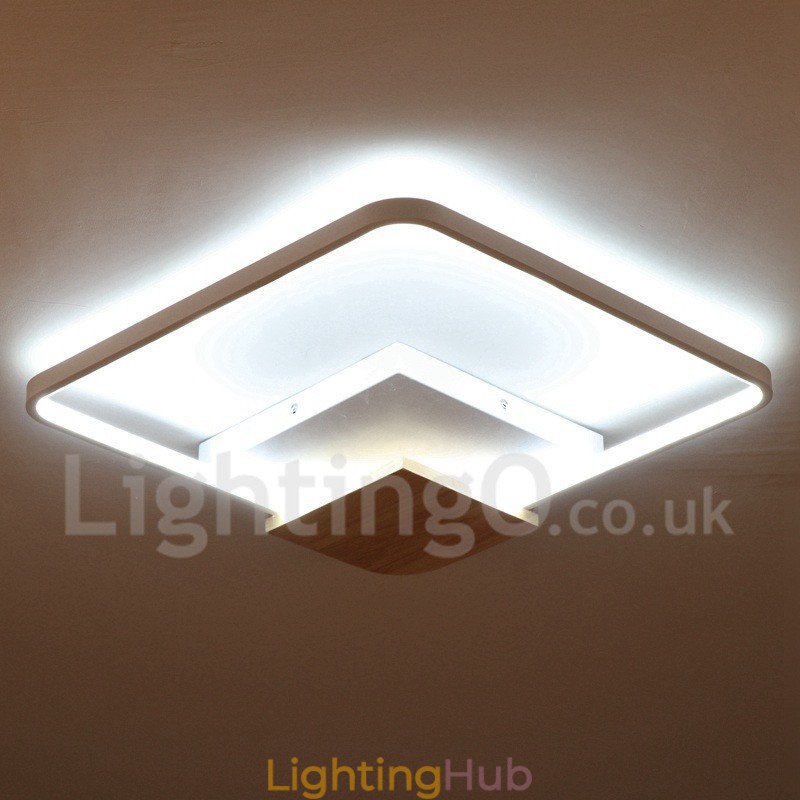 Dimmable White Square Wood Ceiling Light Ultrathin Ceiling Lamp Also Can Be Used As Wall Light