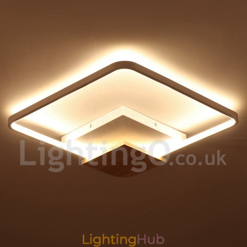 Dimmable White Square Wood Ceiling Light Ultrathin Ceiling Lamp Also Can Be Used As Wall Light