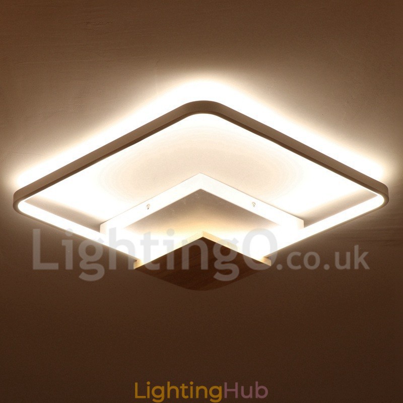 Dimmable White Square Wood Ceiling Light Ultrathin Ceiling Lamp Also Can Be Used As Wall Light