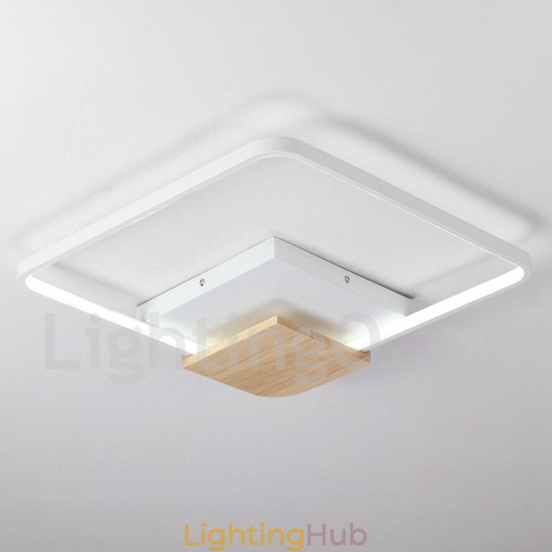 Dimmable White Square Wood Ceiling Light Ultrathin Ceiling Lamp Also Can Be Used As Wall Light