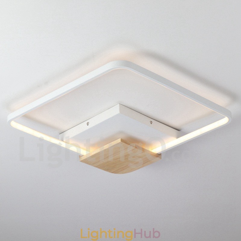 Dimmable White Square Wood Ceiling Light Ultrathin Ceiling Lamp Also Can Be Used As Wall Light