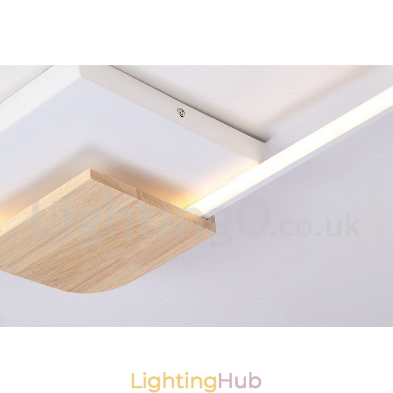Dimmable White Square Wood Ceiling Light Ultrathin Ceiling Lamp Also Can Be Used As Wall Light