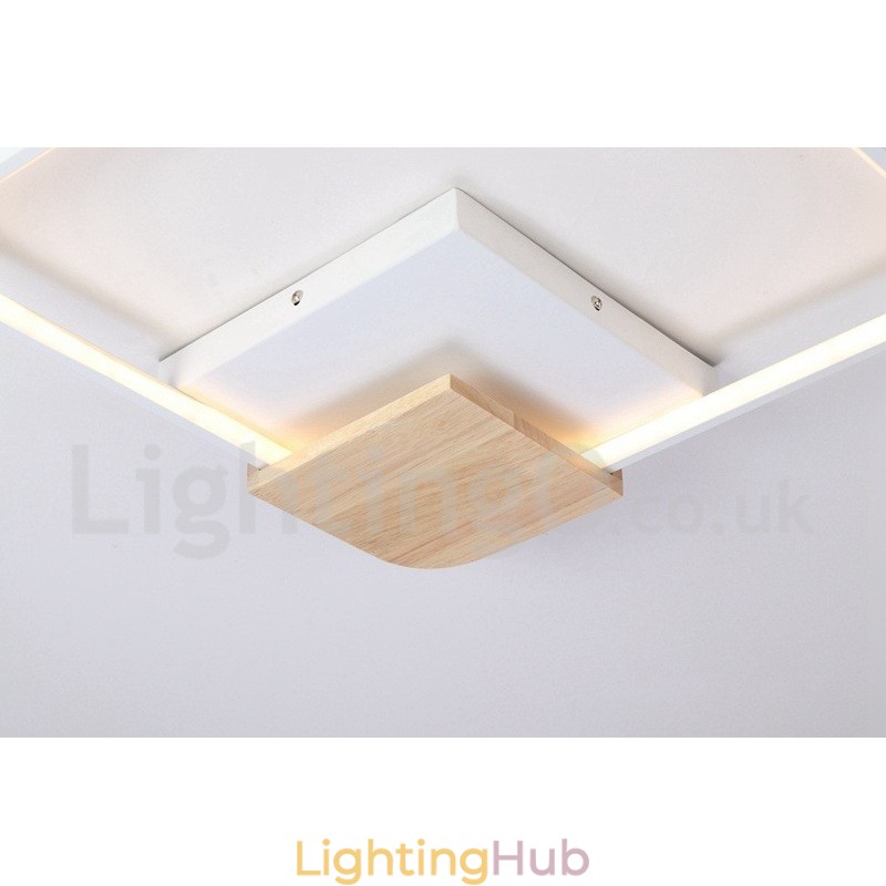 Dimmable White Square Wood Ceiling Light Ultrathin Ceiling Lamp Also Can Be Used As Wall Light