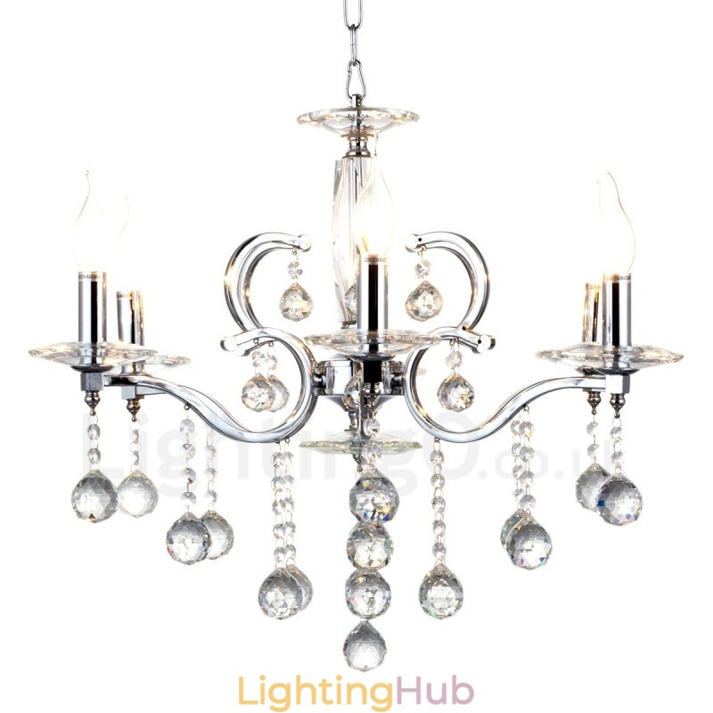 Chrome Elegant Crystal Candle Chandelier