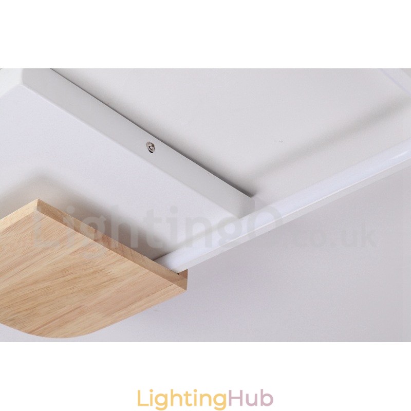 Dimmable White Square Wood Ceiling Light Ultrathin Ceiling Lamp Also Can Be Used As Wall Light