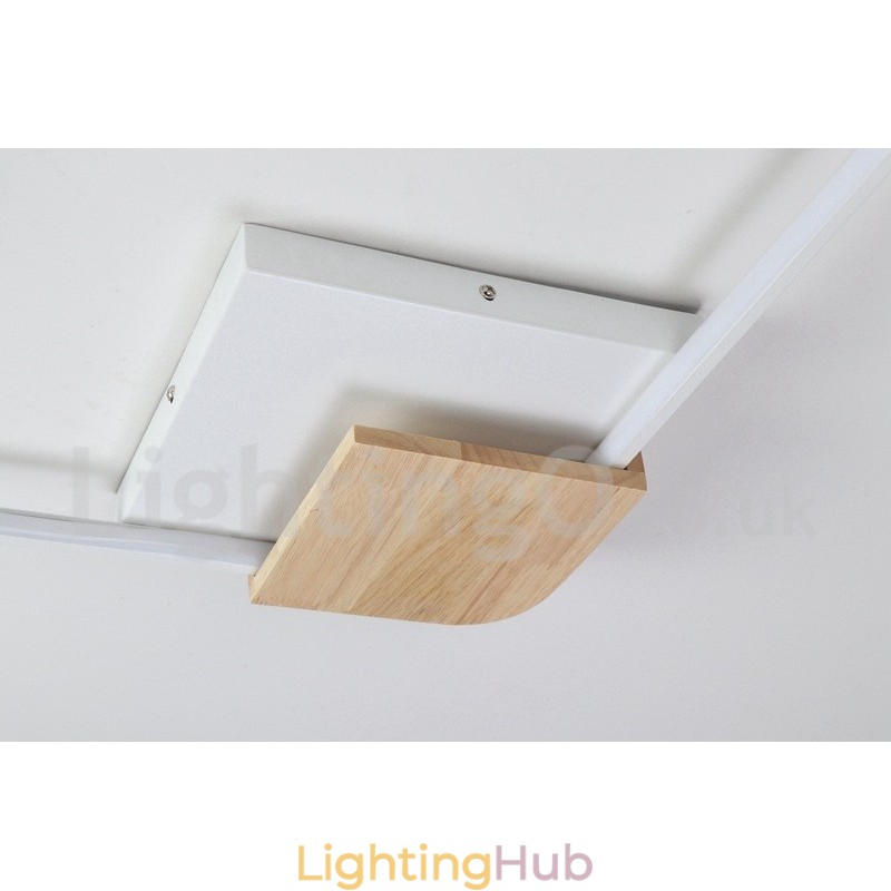 Dimmable White Square Wood Ceiling Light Ultrathin Ceiling Lamp Also Can Be Used As Wall Light