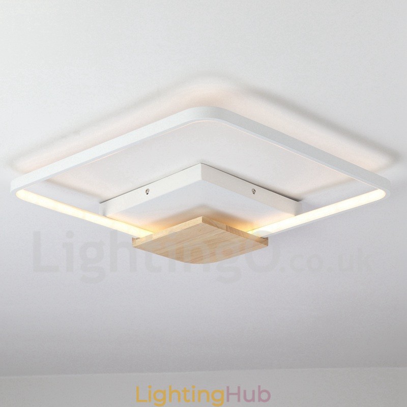 Dimmable White Square Wood Ceiling Light Ultrathin Ceiling Lamp Also Can Be Used As Wall Light
