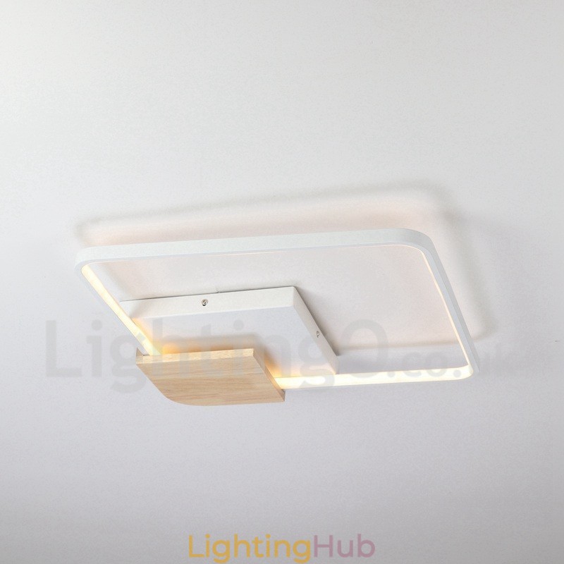 Dimmable White Square Wood Ceiling Light Ultrathin Ceiling Lamp Also Can Be Used As Wall Light