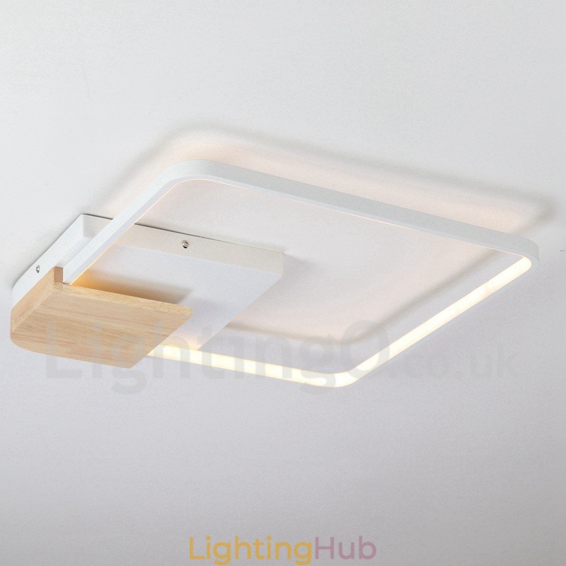 Dimmable White Square Wood Ceiling Light Ultrathin Ceiling Lamp Also Can Be Used As Wall Light
