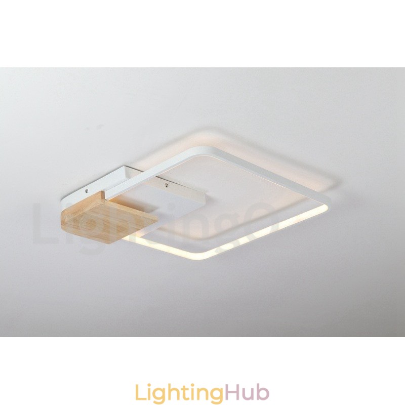 Dimmable White Square Wood Ceiling Light Ultrathin Ceiling Lamp Also Can Be Used As Wall Light