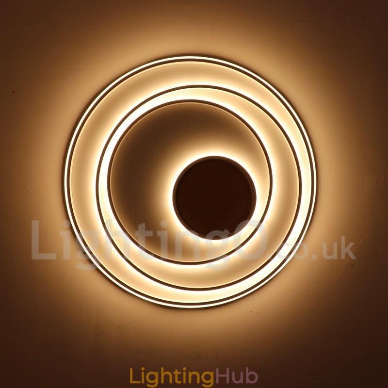 Dimmable White Rings Wood Ceiling Light Ultrathin Ceiling Lamp Also Can Be Used As Wall Light