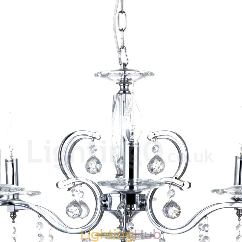 Chrome Elegant Crystal Candle Chandelier