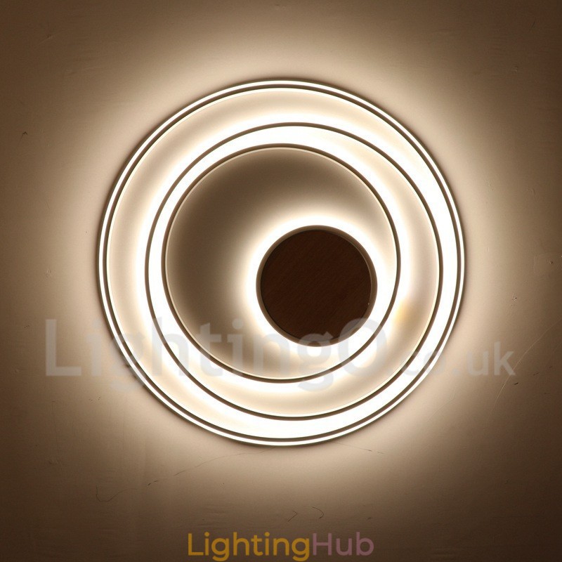 Dimmable White Rings Wood Ceiling Light Ultrathin Ceiling Lamp Also Can Be Used As Wall Light