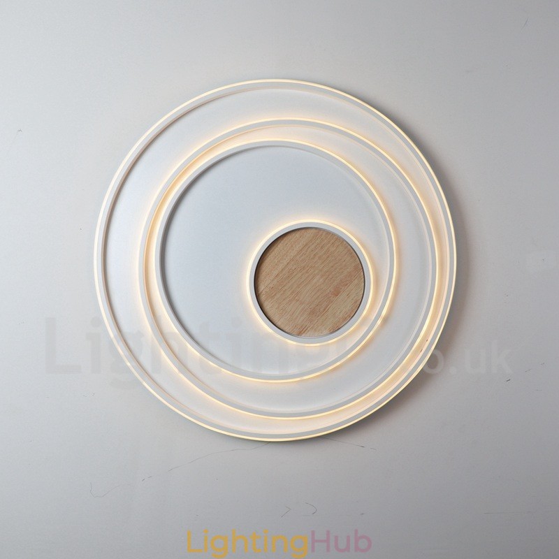 Dimmable White Rings Wood Ceiling Light Ultrathin Ceiling Lamp Also Can Be Used As Wall Light