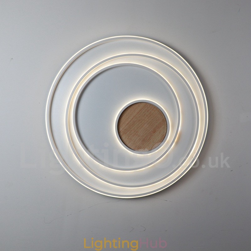 Dimmable White Rings Wood Ceiling Light Ultrathin Ceiling Lamp Also Can Be Used As Wall Light