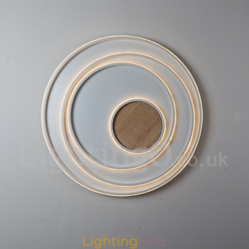 Dimmable White Rings Wood Ceiling Light Ultrathin Ceiling Lamp Also Can Be Used As Wall Light