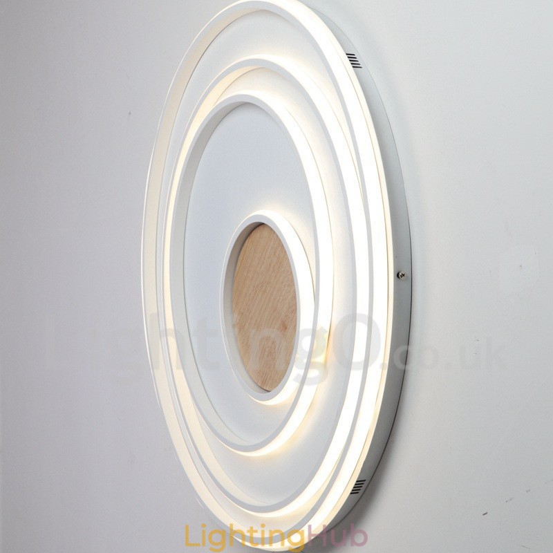 Dimmable White Rings Wood Ceiling Light Ultrathin Ceiling Lamp Also Can Be Used As Wall Light
