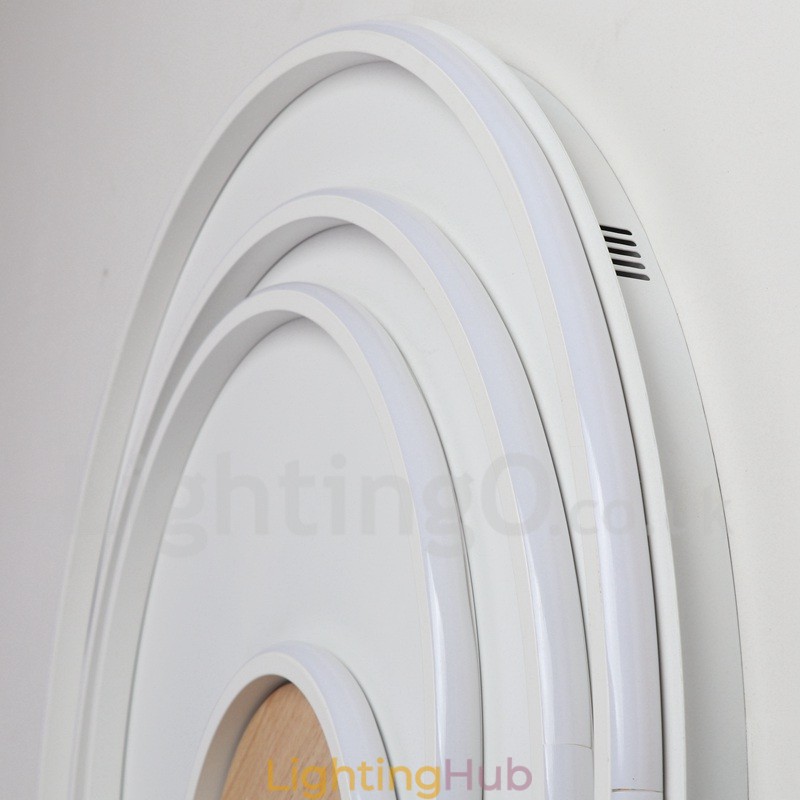 Dimmable White Rings Wood Ceiling Light Ultrathin Ceiling Lamp Also Can Be Used As Wall Light