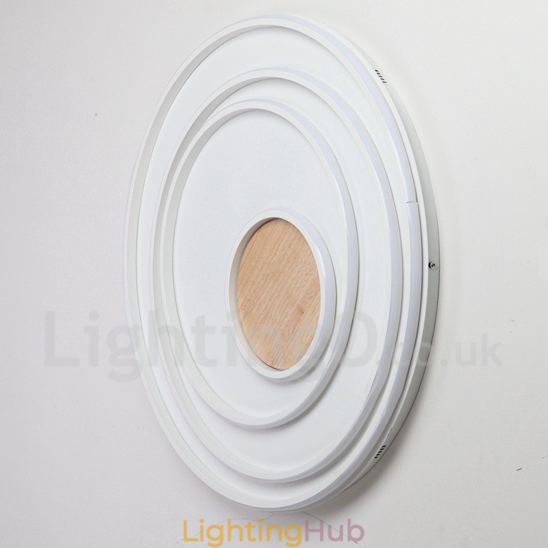 Dimmable White Rings Wood Ceiling Light Ultrathin Ceiling Lamp Also Can Be Used As Wall Light