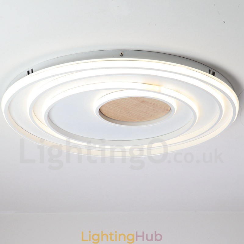 Dimmable White Rings Wood Ceiling Light Ultrathin Ceiling Lamp Also Can Be Used As Wall Light