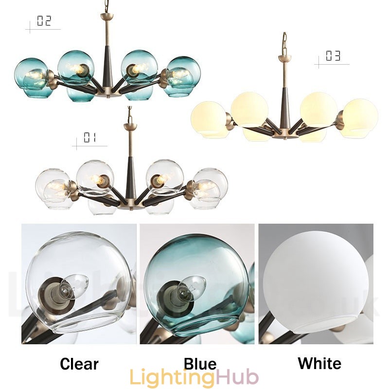 Retro Vintage Magic Bean Rustic Chandelier with Multi Colours Glass Shades