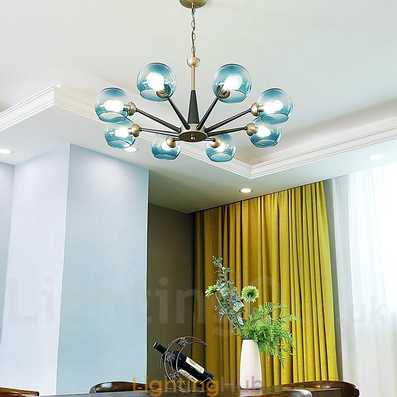 Retro Vintage Magic Bean Rustic Chandelier with Multi Colours Glass Shades