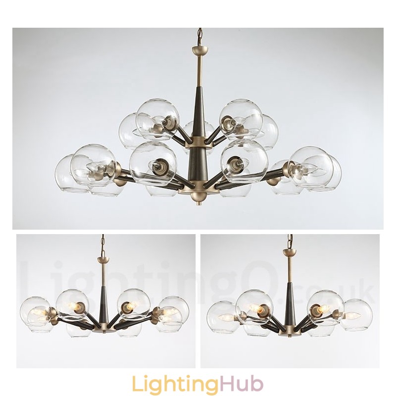 Retro Vintage Magic Bean Rustic Chandelier with Multi Colours Glass Shades