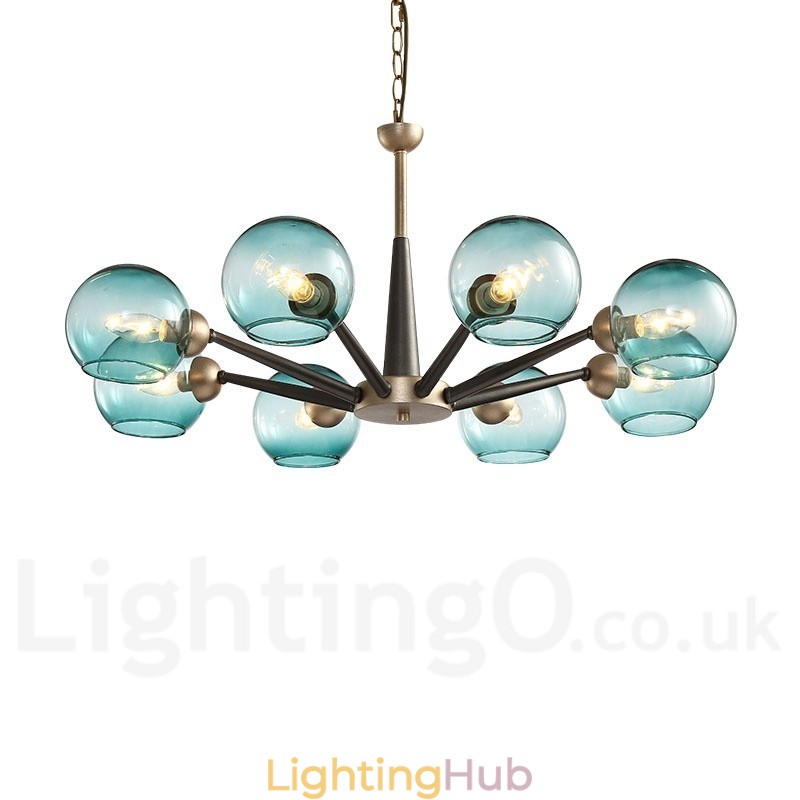 Retro Vintage Magic Bean Rustic Chandelier with Multi Colours Glass Shades