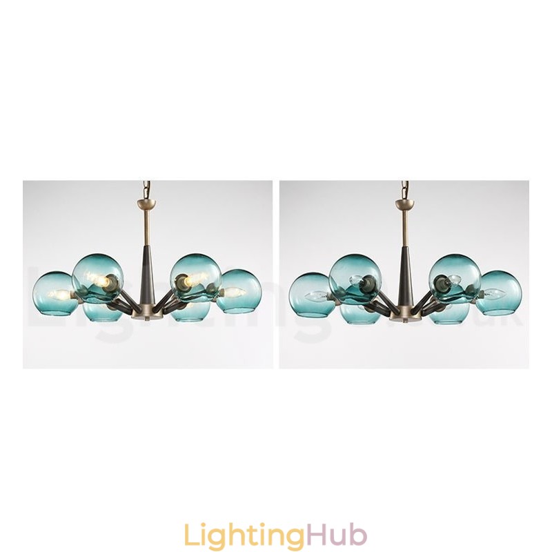 Retro Vintage Magic Bean Rustic Chandelier with Multi Colours Glass Shades