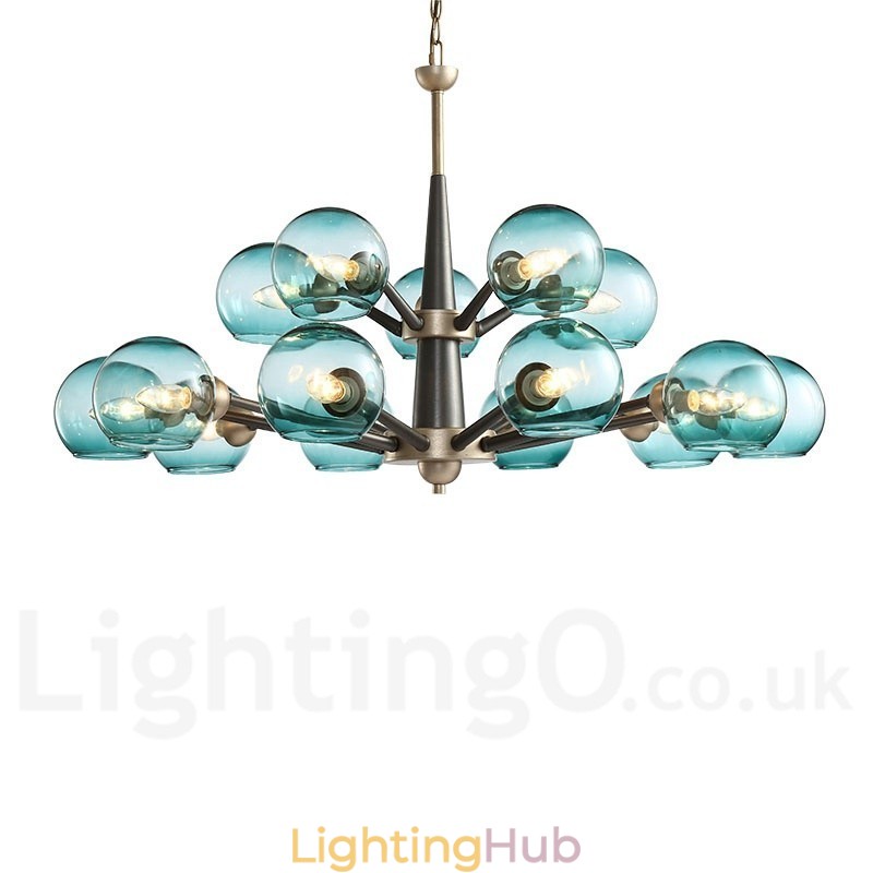 Retro Vintage Magic Bean Rustic Chandelier with Multi Colours Glass Shades