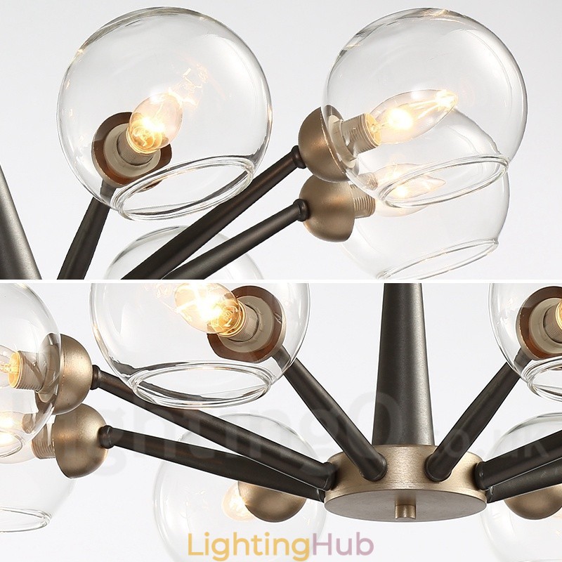 Retro Vintage Magic Bean Rustic Chandelier with Multi Colours Glass Shades