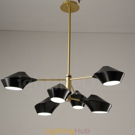 Modern Contemporary Pipe Chandelier with White Black Acrylic Shades Modern Contemporary Pipe Chandelier with White Black Acrylic Shades