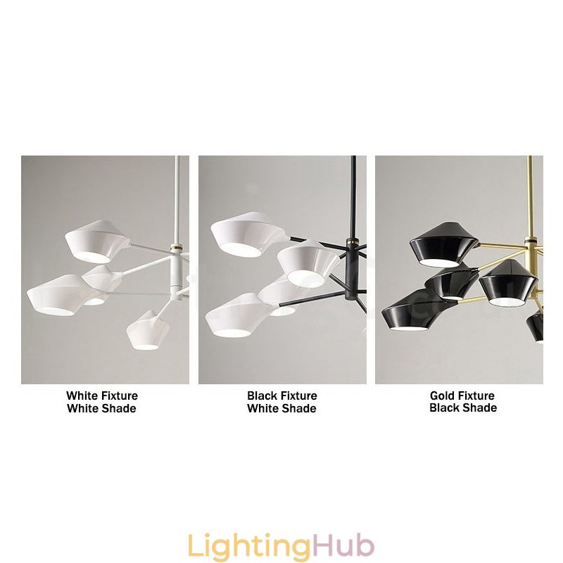 Modern Contemporary Pipe Chandelier with White Black Acrylic Shades