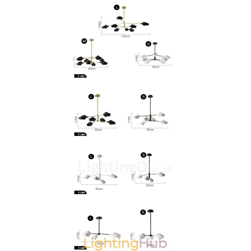 Modern Contemporary Pipe Chandelier with White Black Acrylic Shades