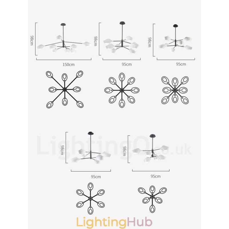 Modern Contemporary Pipe Chandelier with White Black Acrylic Shades