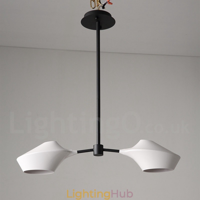 Modern Contemporary Pipe Chandelier with White Black Acrylic Shades