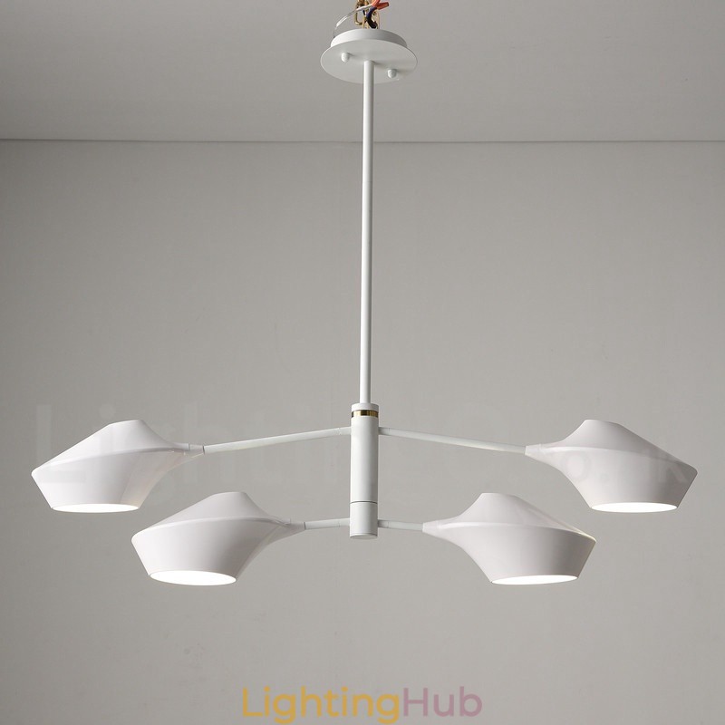 Modern Contemporary Pipe Chandelier with White Black Acrylic Shades