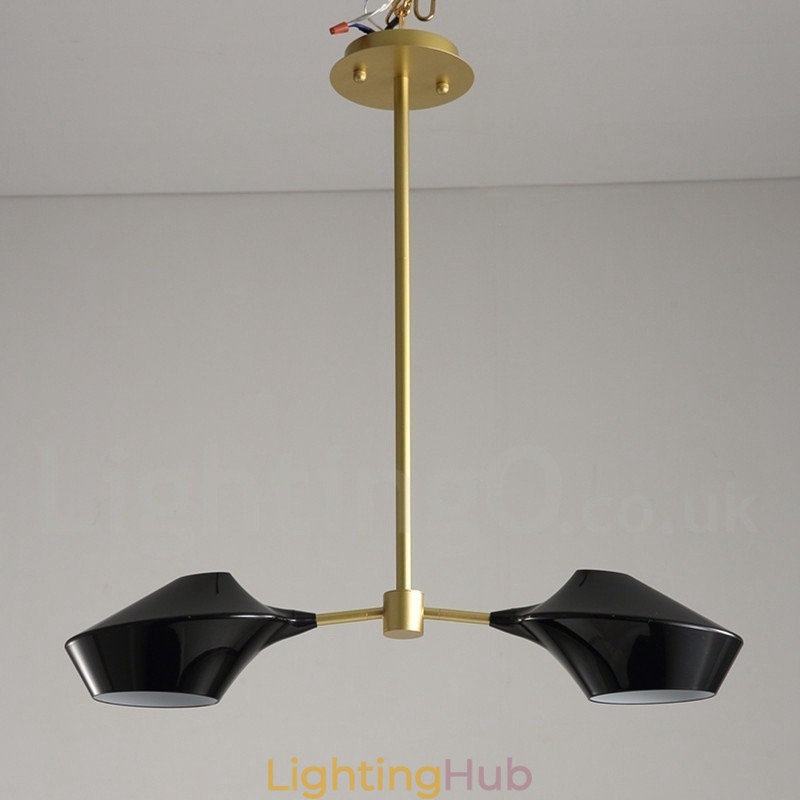 Modern Contemporary Pipe Chandelier with White Black Acrylic Shades
