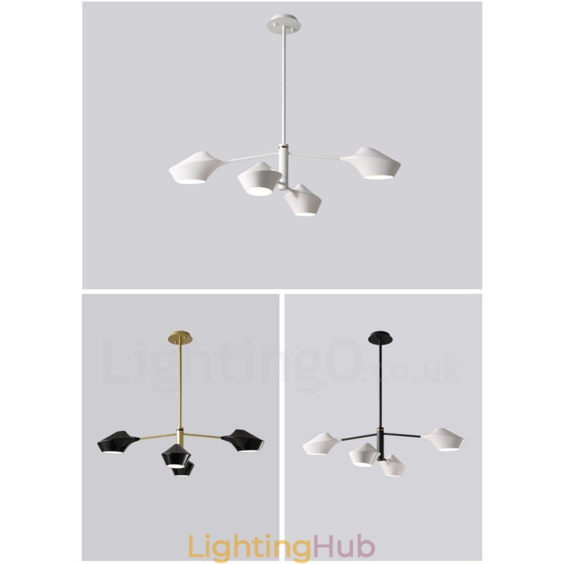 Modern Contemporary Pipe Chandelier with White Black Acrylic Shades