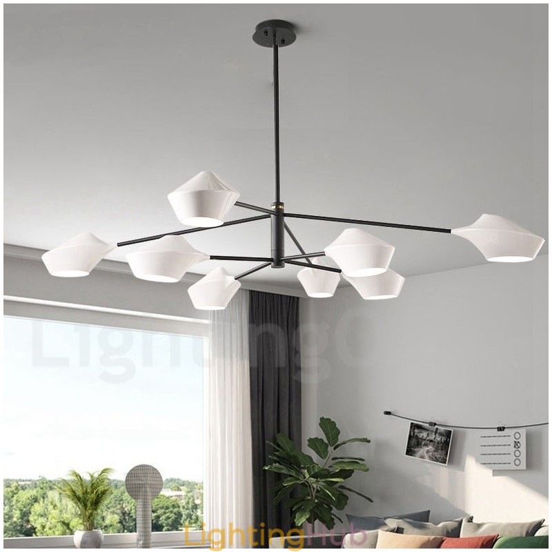 Modern Contemporary Pipe Chandelier with White Black Acrylic Shades