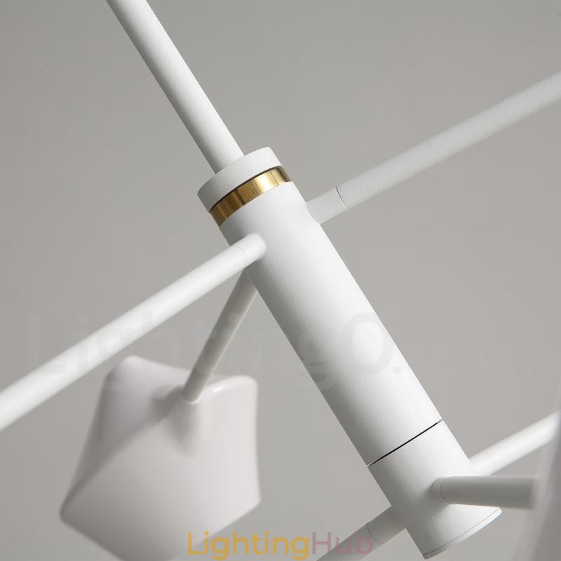 Modern Contemporary Pipe Chandelier with White Black Acrylic Shades
