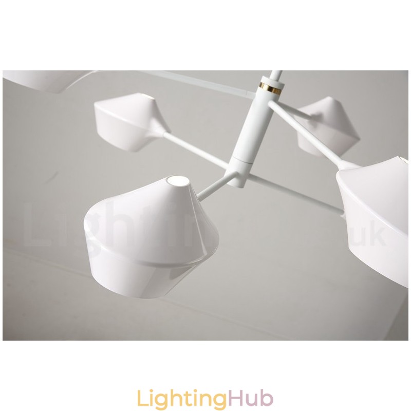 Modern Contemporary Pipe Chandelier with White Black Acrylic Shades