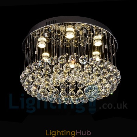 Modern K9 Crystal Round Flush Mount Ceiling Light Modern K9 Crystal Round Flush Mount Ceiling Light