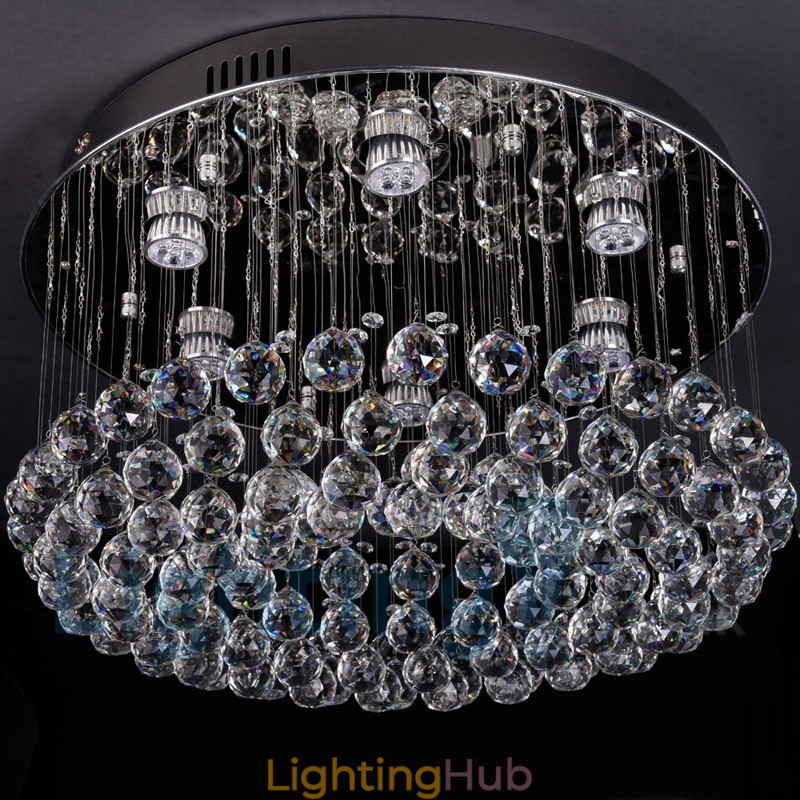 Modern K9 Crystal Round Flush Mount Ceiling Light