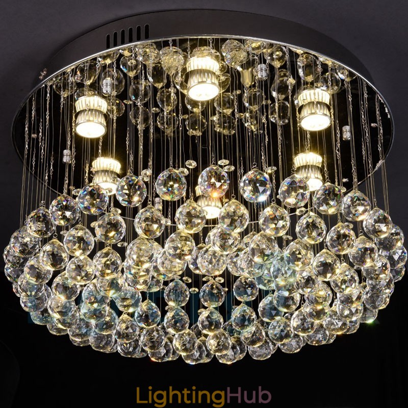 Modern K9 Crystal Round Flush Mount Ceiling Light