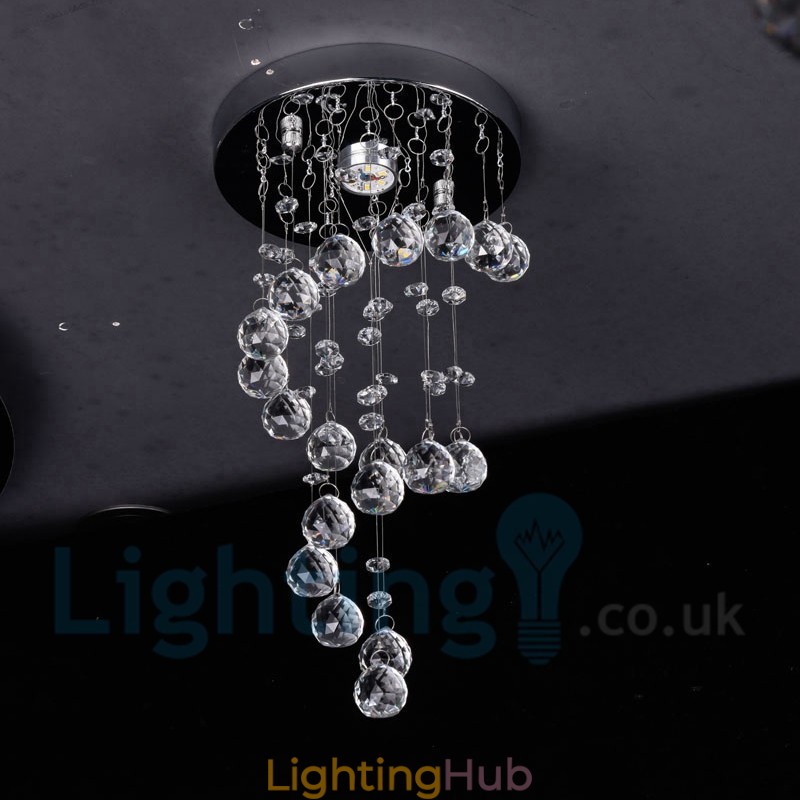 1 Light Modern K9 Crystal Round Flush Mount Ceiling Light