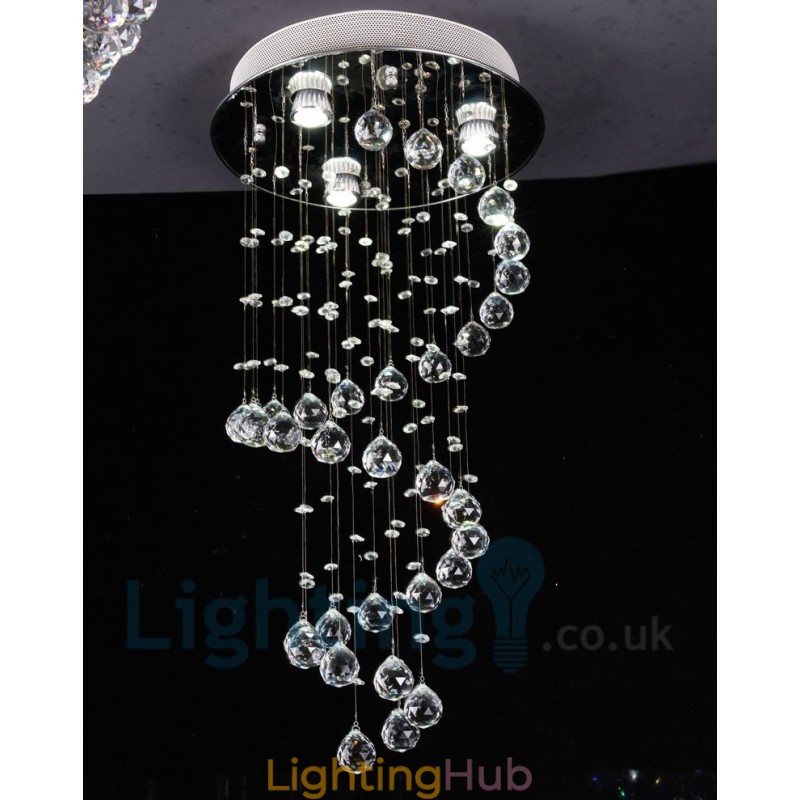 3 Light Modern K9 Crystal Round Flush Mount Ceiling Light