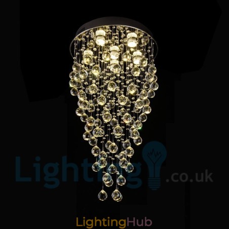 6 Light Modern K9 Crystal Round Flush Mount Ceiling Light 6 Light Modern K9 Crystal Round Flush Mount Ceiling Light