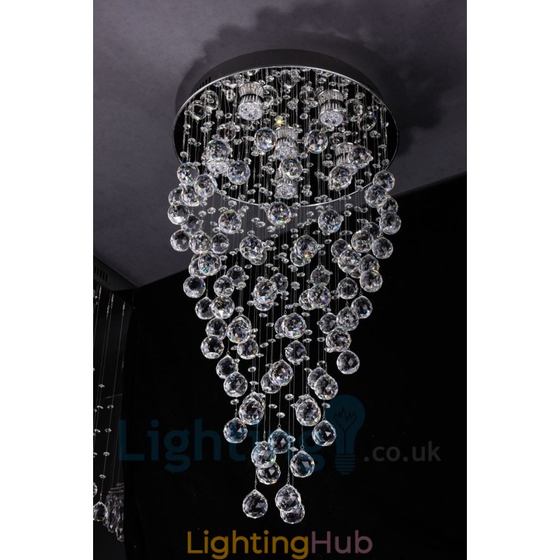6 Light Modern K9 Crystal Round Flush Mount Ceiling Light